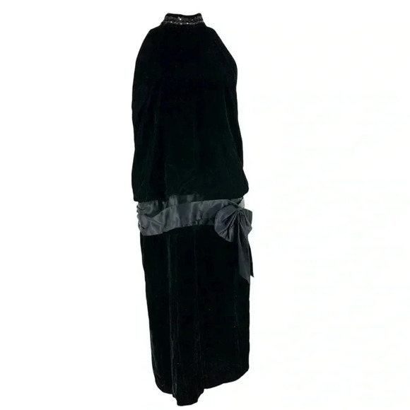 Gunne Sax vintage 80s Jessica McClintock drop-waist velvet Flapper Dress - Picture 2 of 11